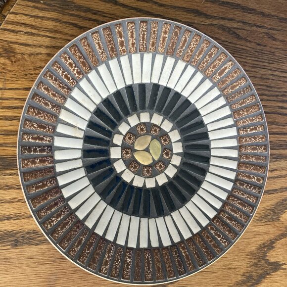 vintage mcm mosaic bowl serving Console decor 60s retro tiles - Picture 7 of 8